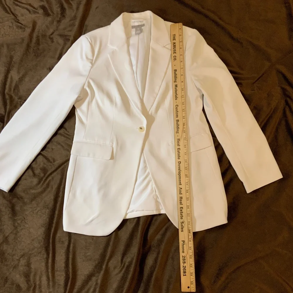 H & M White M Single button breasted Jacket Minimalist Normcore Scandi Girl